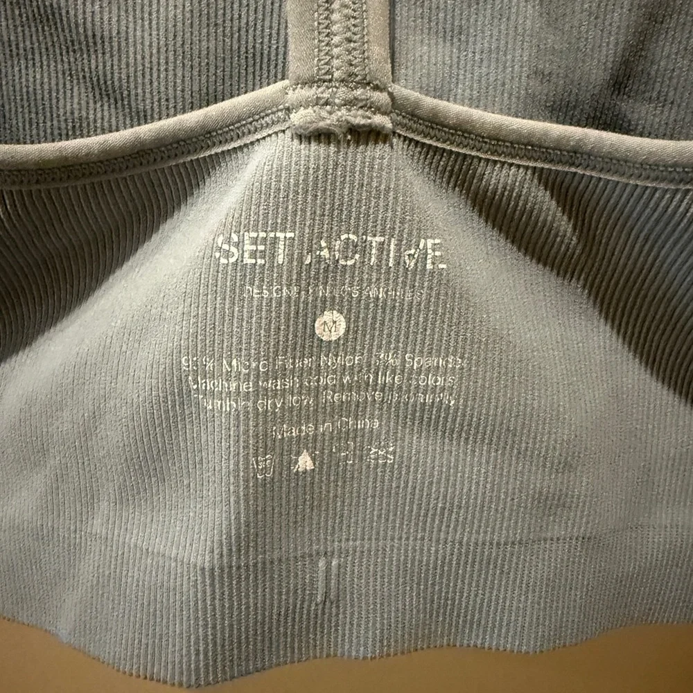SET Active Sculptflex Ribbed V Cropped Bra in Light Blue - Picture 3 of 3